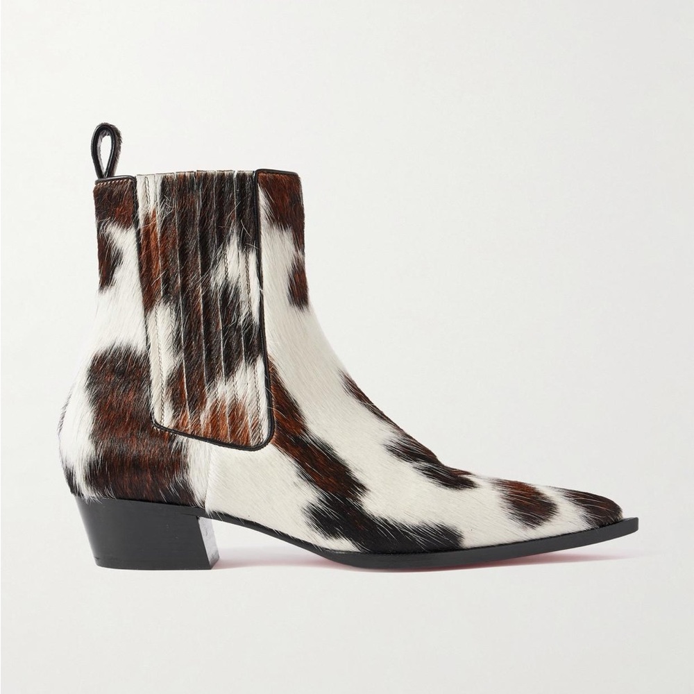 Christian Louboutin Cow Print Ankle Boots